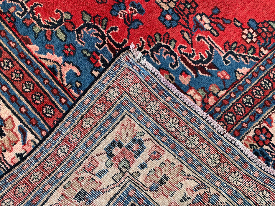 11'6 x 8'8 Hand-Knotted Persian Wool Rug in Red, Blue & Ivory Traditional Floral Medallion Design | KBHM-1082