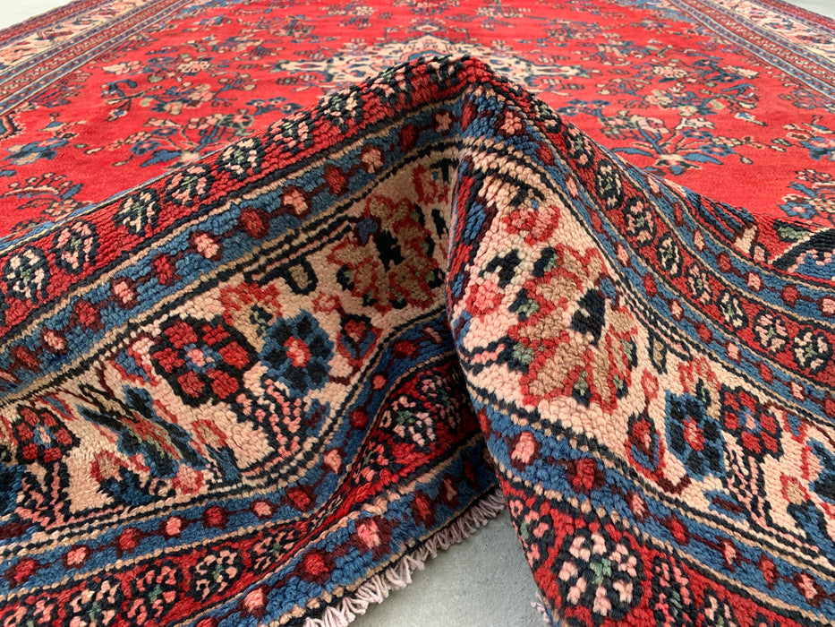 11'6 x 8'8 Hand-Knotted Persian Wool Rug in Red, Blue & Ivory Traditional Floral Medallion Design | KBHM-1082