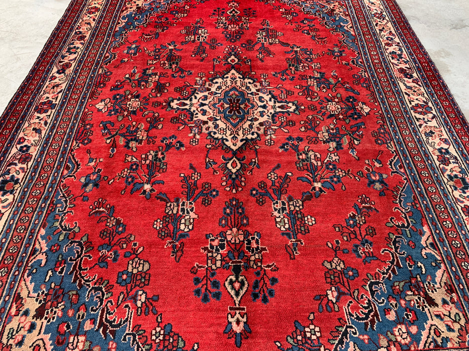 11'6 x 8'8 Hand-Knotted Persian Wool Rug in Red, Blue & Ivory Traditional Floral Medallion Design | KBHM-1082