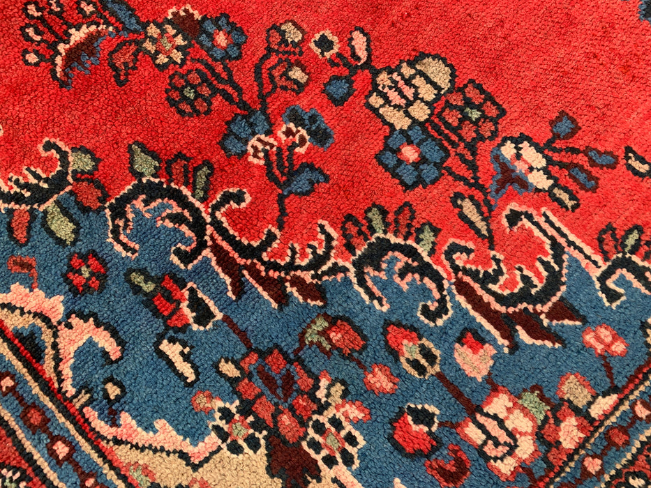 11'6 x 8'8 Hand-Knotted Persian Wool Rug in Red, Blue & Ivory Traditional Floral Medallion Design | KBHM-1082