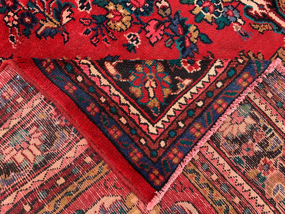 Hand-Knotted Persian Wool Rug - 11'6" x 8'2" - Red, Blue & Ivory Traditional Floral Medallion Area Rug - kbhm-1083