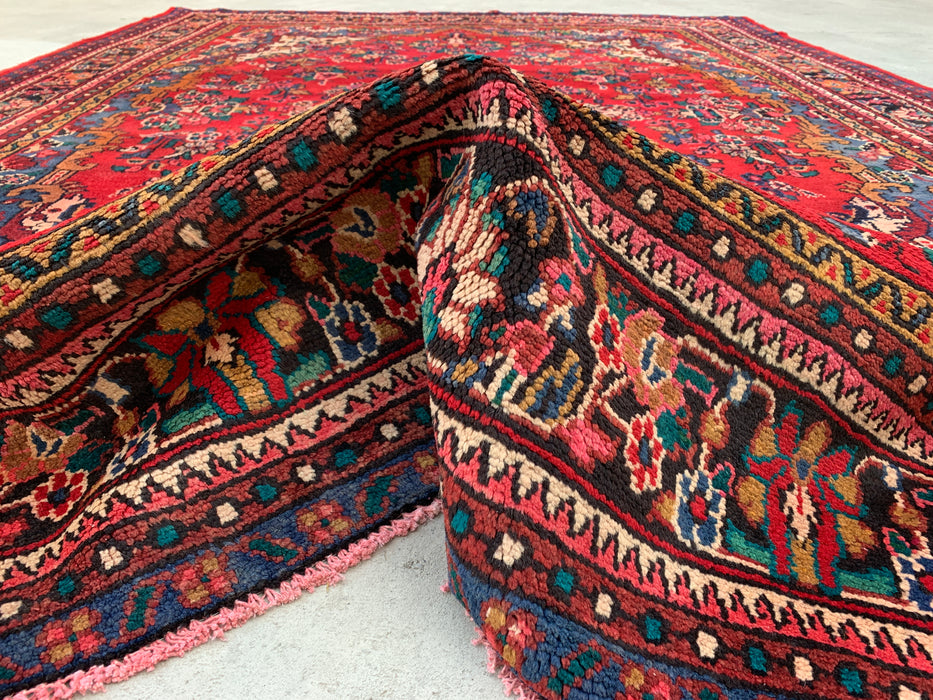 Hand-Knotted Persian Wool Rug - 11'6" x 8'2" - Red, Blue & Ivory Traditional Floral Medallion Area Rug - kbhm-1083
