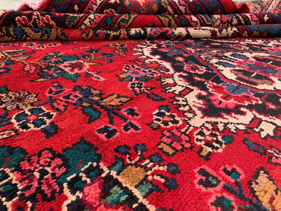 Hand-Knotted Persian Wool Rug - 11'6" x 8'2" - Red, Blue & Ivory Traditional Floral Medallion Area Rug - kbhm-1083