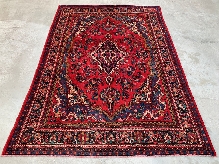 Hand-Knotted Persian Wool Rug - 11'6" x 8'2" - Red, Blue & Ivory Traditional Floral Medallion Area Rug - kbhm-1083