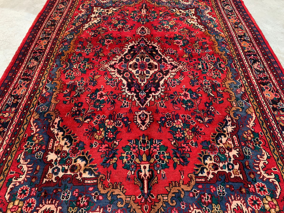 Hand-Knotted Persian Wool Rug - 11'6" x 8'2" - Red, Blue & Ivory Traditional Floral Medallion Area Rug - kbhm-1083