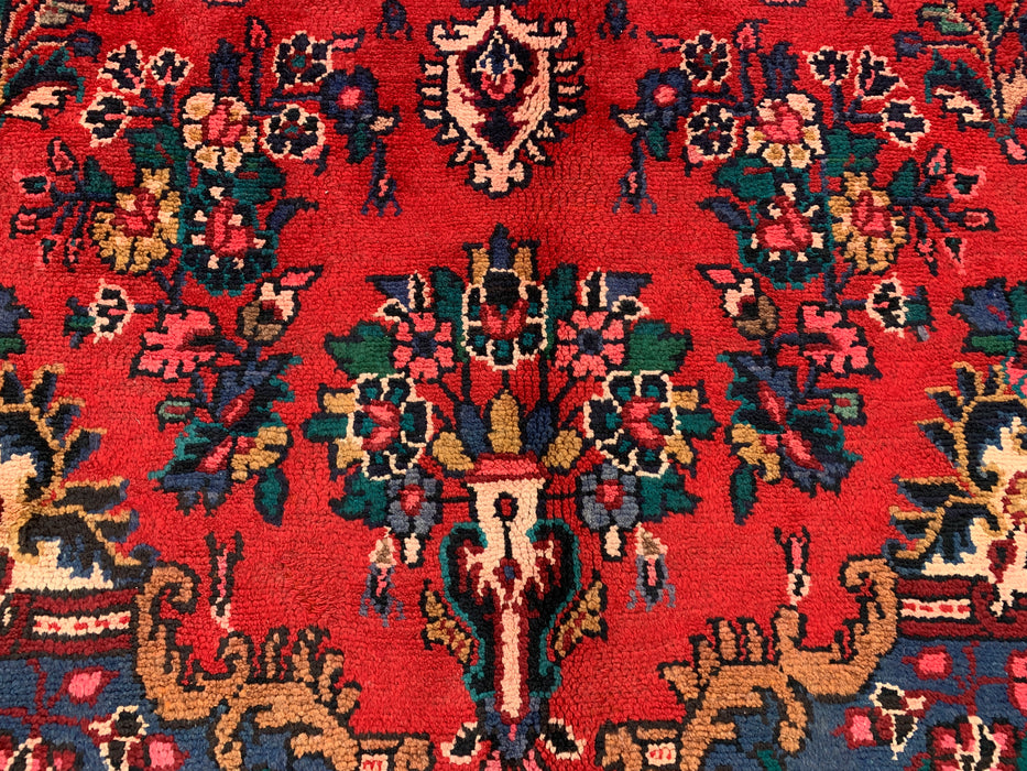 Hand-Knotted Persian Wool Rug - 11'6" x 8'2" - Red, Blue & Ivory Traditional Floral Medallion Area Rug - kbhm-1083