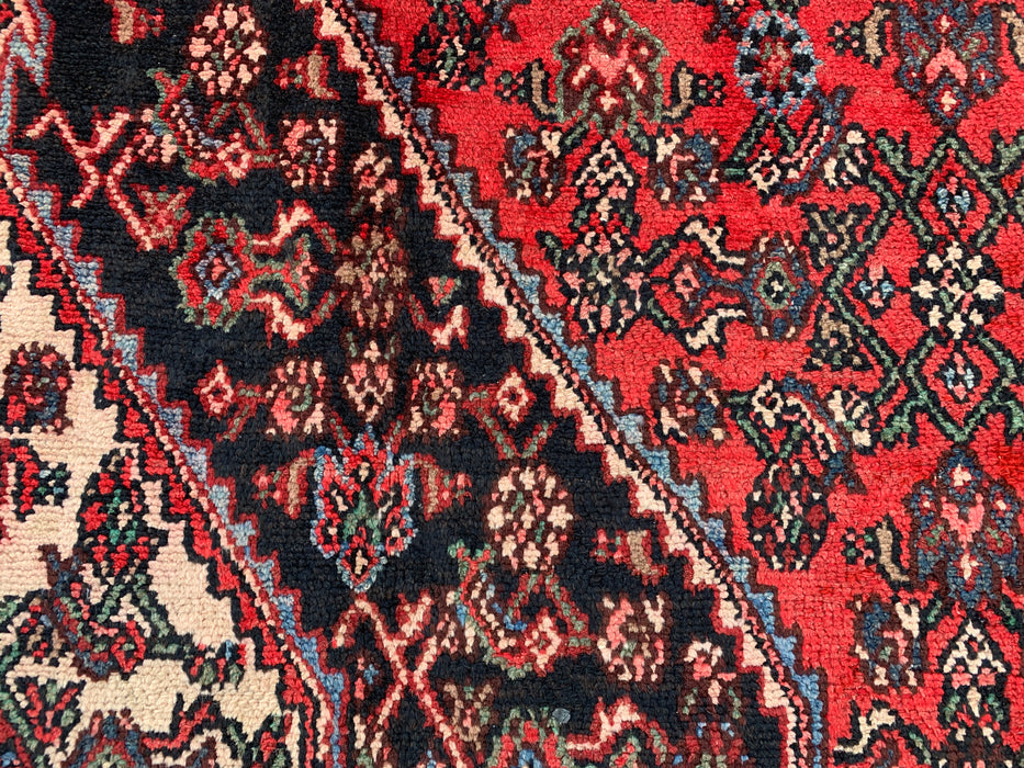 KBHM-1084 Hand-Knotted Persian Wool Rug – 11'4" x 8'7" Red, Ivory & Navy Traditional Medallion Area Rug