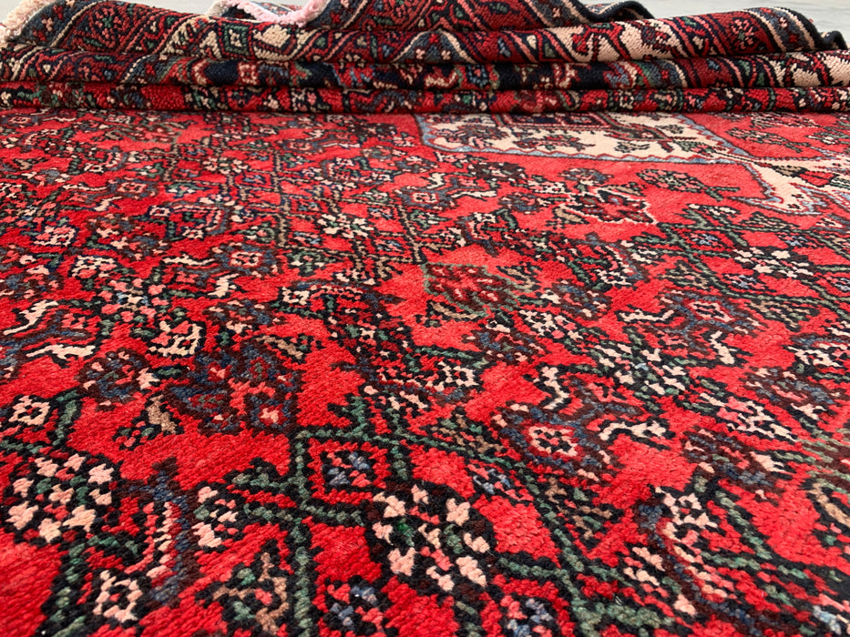 KBHM-1084 Hand-Knotted Persian Wool Rug – 11'4" x 8'7" Red, Ivory & Navy Traditional Medallion Area Rug