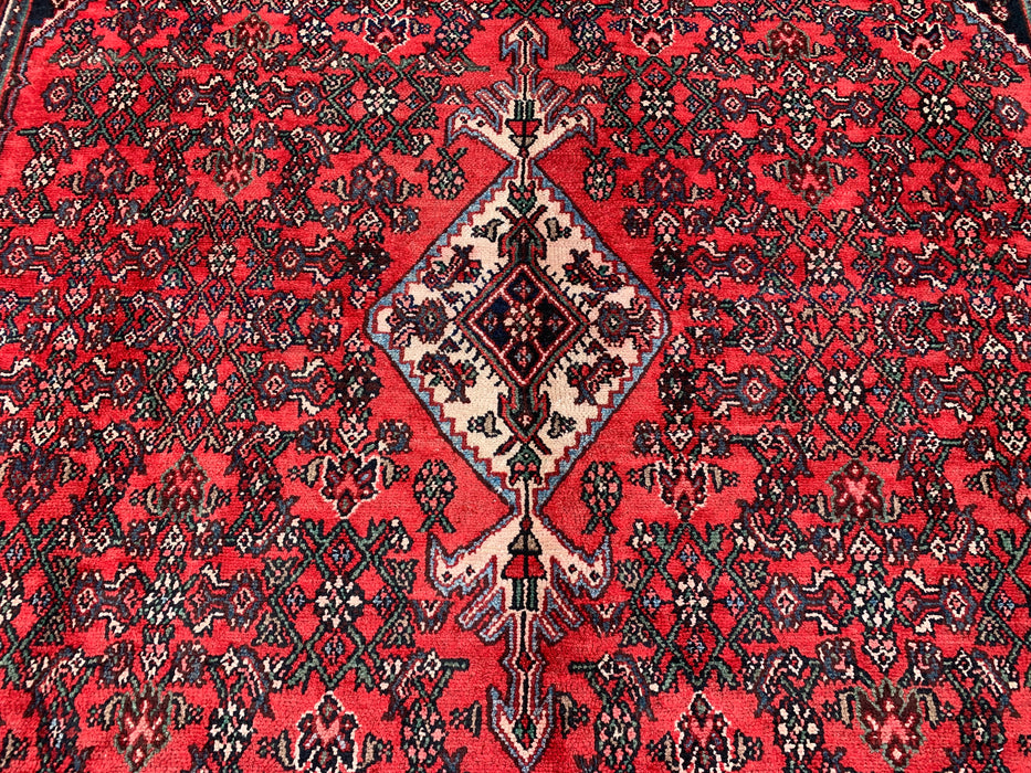 KBHM-1084 Hand-Knotted Persian Wool Rug – 11'4" x 8'7" Red, Ivory & Navy Traditional Medallion Area Rug