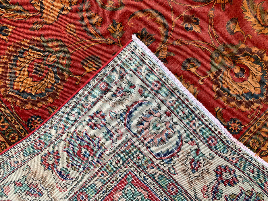 KBHM-1085 Hand-Knotted Persian Wool Rug – 10'11 x 7'4 Red, Beige & Gold Floral Traditional Area Rug