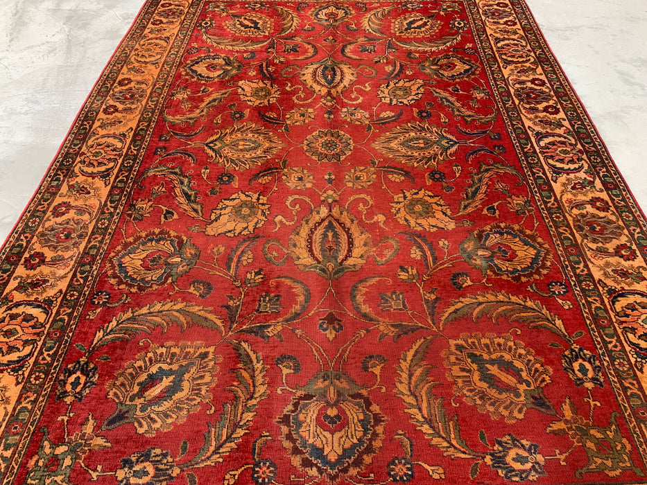 KBHM-1085 Hand-Knotted Persian Wool Rug – 10'11 x 7'4 Red, Beige & Gold Floral Traditional Area Rug