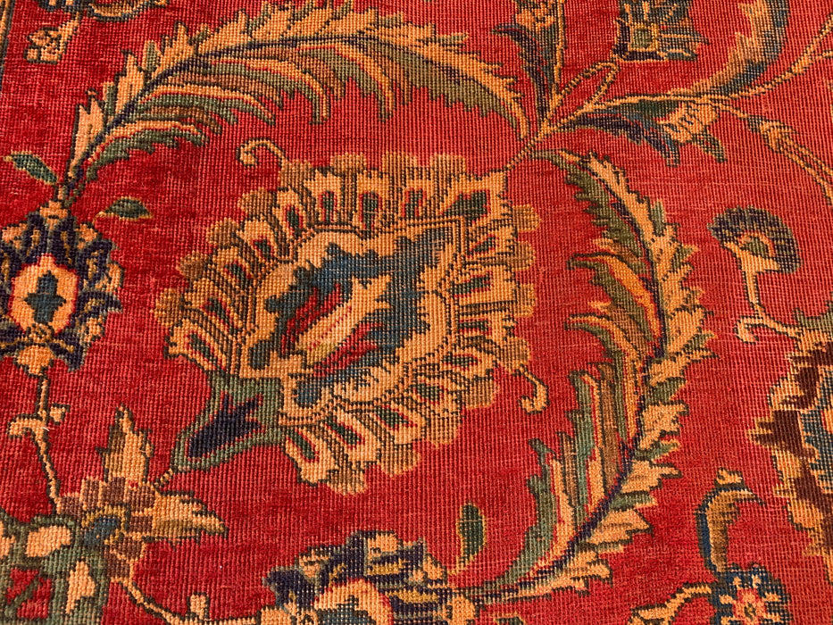 KBHM-1085 Hand-Knotted Persian Wool Rug – 10'11 x 7'4 Red, Beige & Gold Floral Traditional Area Rug