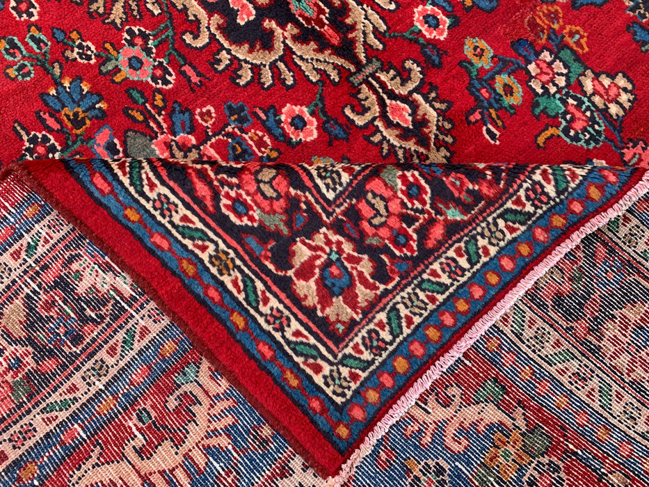 KBHM-1086 Hand-Knotted Persian Wool Rug – 9'9" x 7'0" Red, Blue & Ivory Traditional Medallion Area Rug