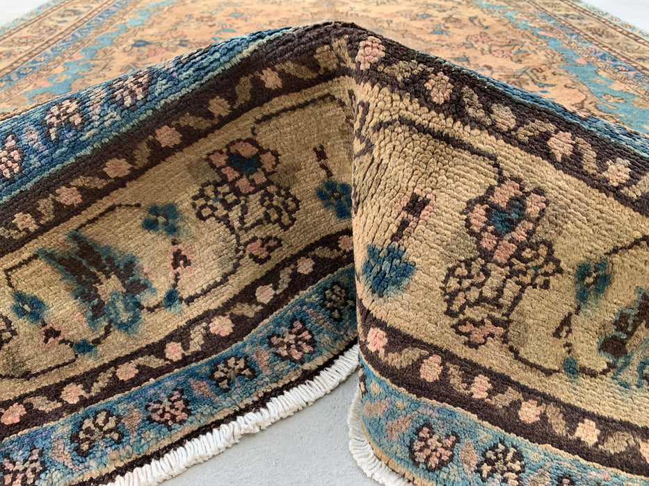 KBHM-1088 Hand-Knotted Persian Wool Rug – 10'2 x 6'6 – Ivory & Blue Traditional Floral Medallion Area Rug