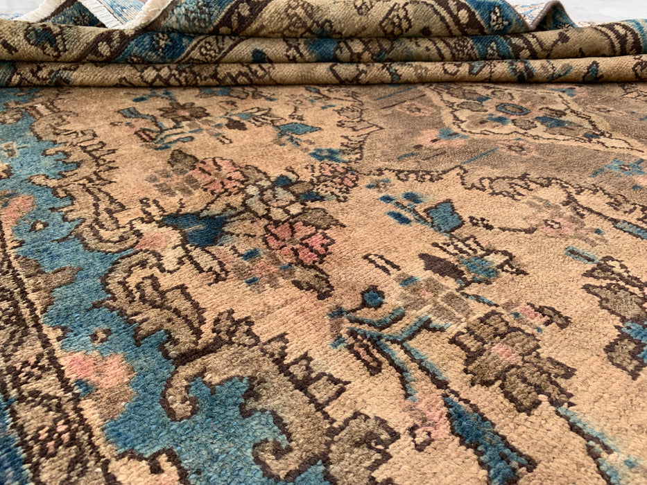 KBHM-1088 Hand-Knotted Persian Wool Rug – 10'2 x 6'6 – Ivory & Blue Traditional Floral Medallion Area Rug