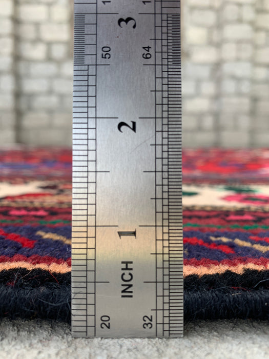 Handmade Persian Wool Area Rug 7x10 - Red, Blue & Ivory Floral Medallion Persian Style Rug - Exact Size 9'3" x 6'9" - KBHM-1089