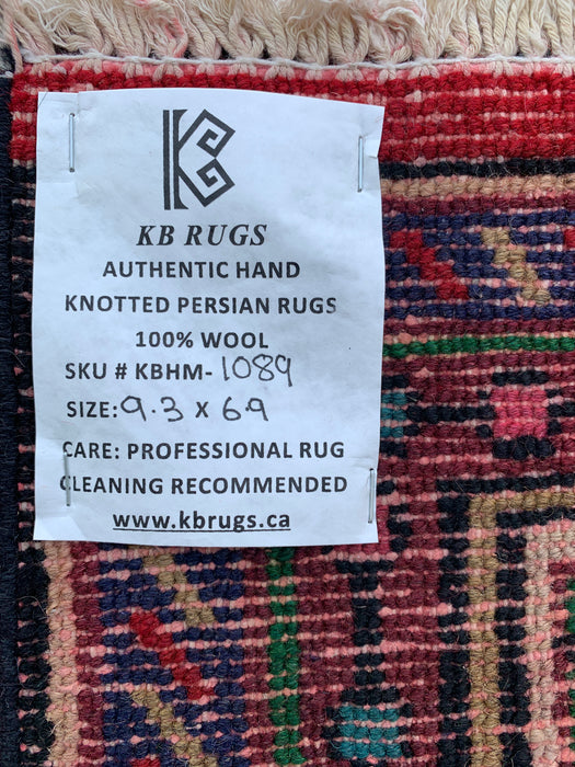 Handmade Persian Wool Area Rug 7x10 - Red, Blue & Ivory Floral Medallion Persian Style Rug - Exact Size 9'3" x 6'9" - KBHM-1089
