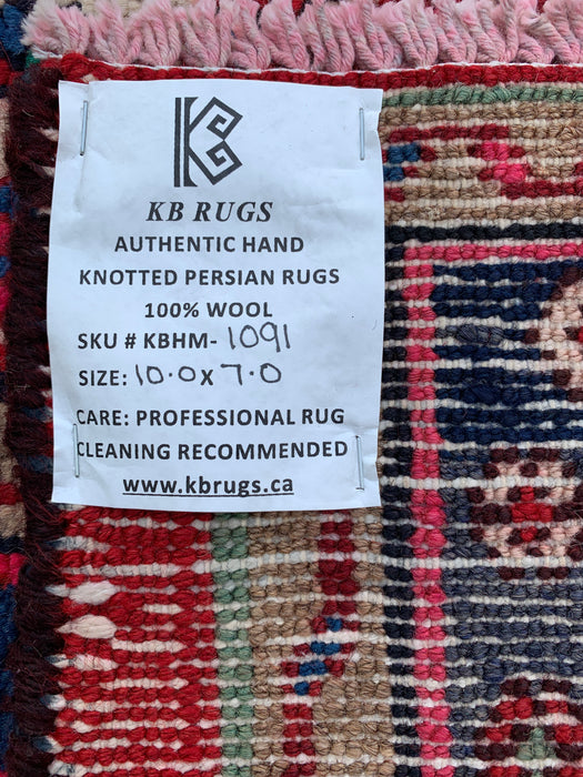 KBHM-1091 Hand-Knotted Persian Wool Rug – 10'0" x 7'0" Red, Blue & Ivory Traditional Area Rug