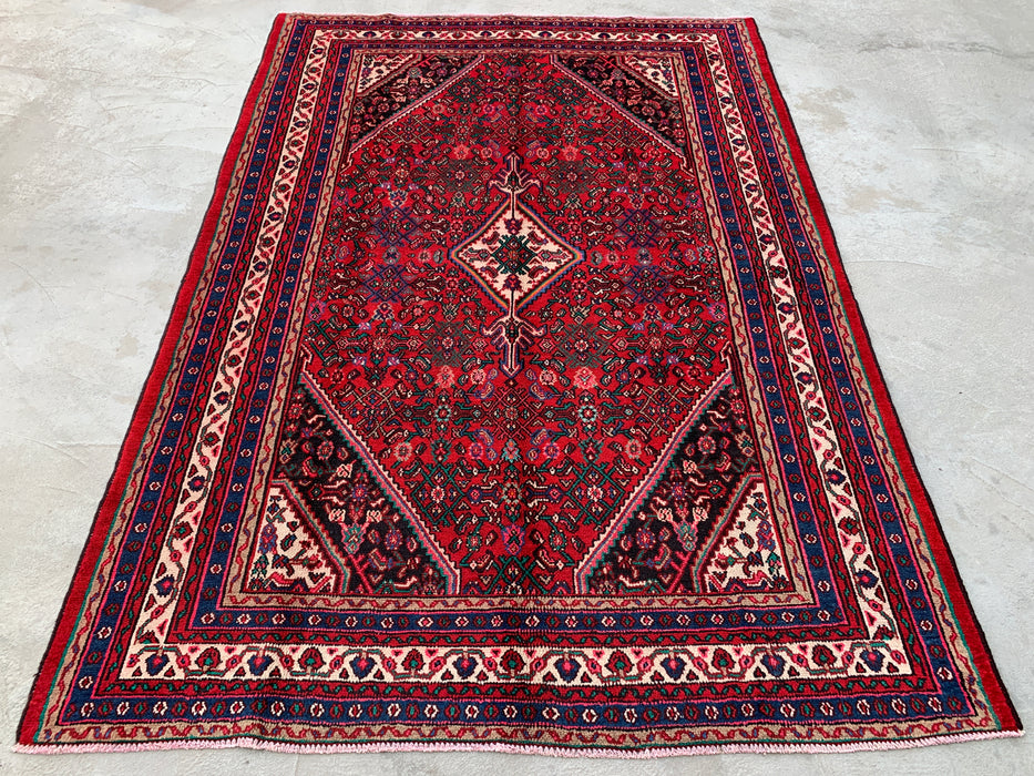 KBHM-1091 Hand-Knotted Persian Wool Rug – 10'0" x 7'0" Red, Blue & Ivory Traditional Area Rug