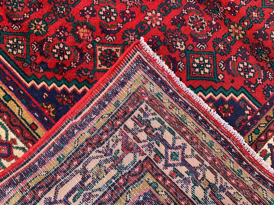 KBHM-1092 Hand-Knotted Persian Wool Rug – 9'10 x 6'1 Red, Navy & Ivory Traditional Medallion Area Rug