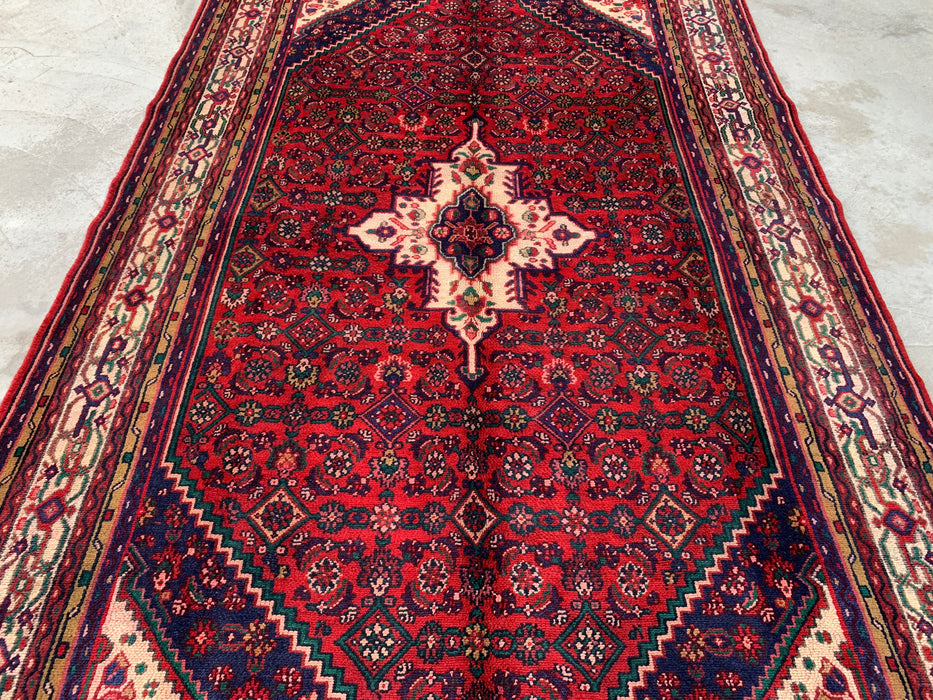 KBHM-1092 Hand-Knotted Persian Wool Rug – 9'10 x 6'1 Red, Navy & Ivory Traditional Medallion Area Rug