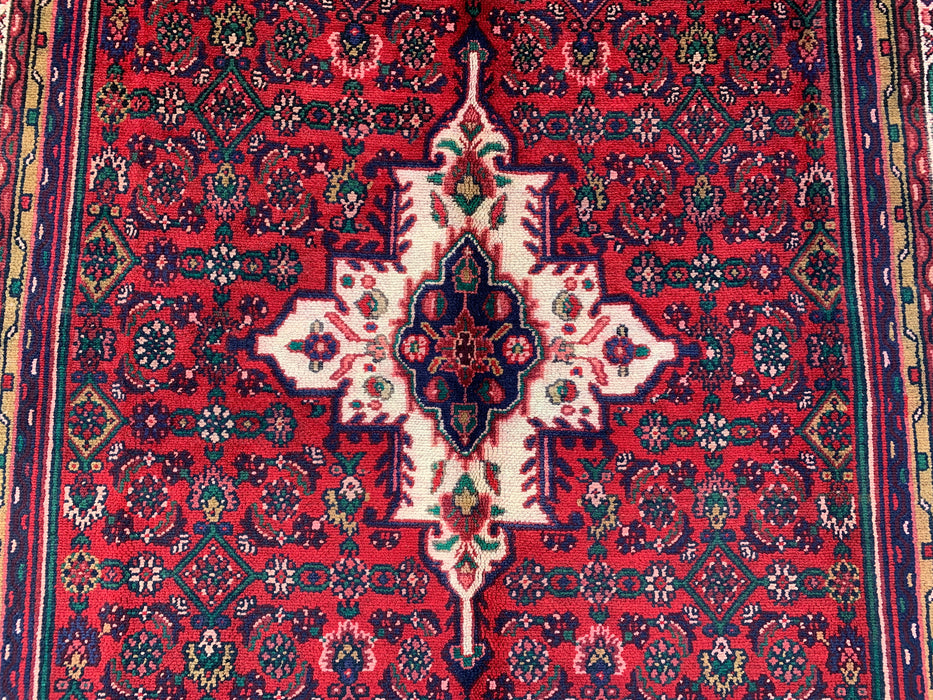 KBHM-1092 Hand-Knotted Persian Wool Rug – 9'10 x 6'1 Red, Navy & Ivory Traditional Medallion Area Rug