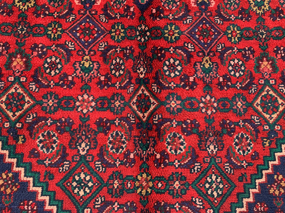 KBHM-1092 Hand-Knotted Persian Wool Rug – 9'10 x 6'1 Red, Navy & Ivory Traditional Medallion Area Rug