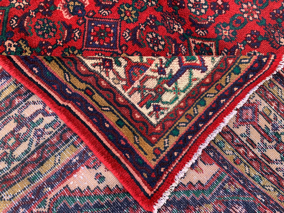 KBHM-1092 Hand-Knotted Persian Wool Rug – 9'10 x 6'1 Red, Navy & Ivory Traditional Medallion Area Rug