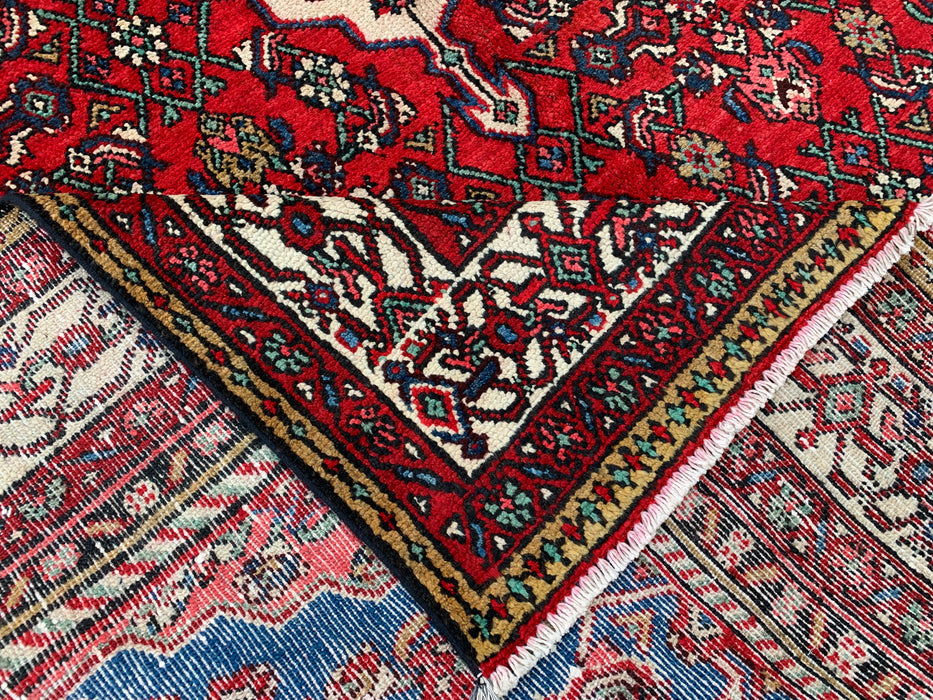 10'0 x 6'11 Hand-Knotted Persian Wool Rug in Red, Blue & Ivory Traditional Medallion Design | KBHM-1093