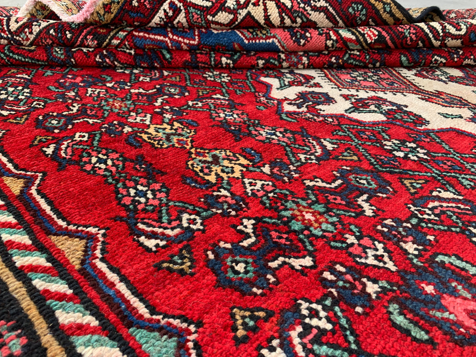 10'0 x 6'11 Hand-Knotted Persian Wool Rug in Red, Blue & Ivory Traditional Medallion Design | KBHM-1093