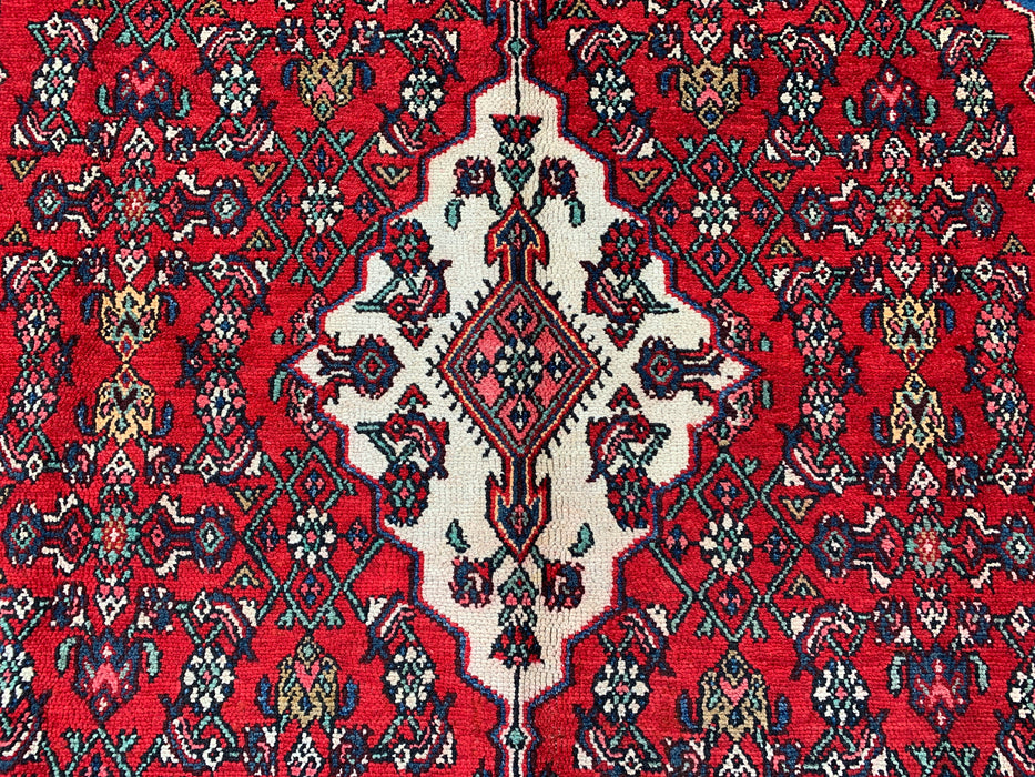 10'0 x 6'11 Hand-Knotted Persian Wool Rug in Red, Blue & Ivory Traditional Medallion Design | KBHM-1093