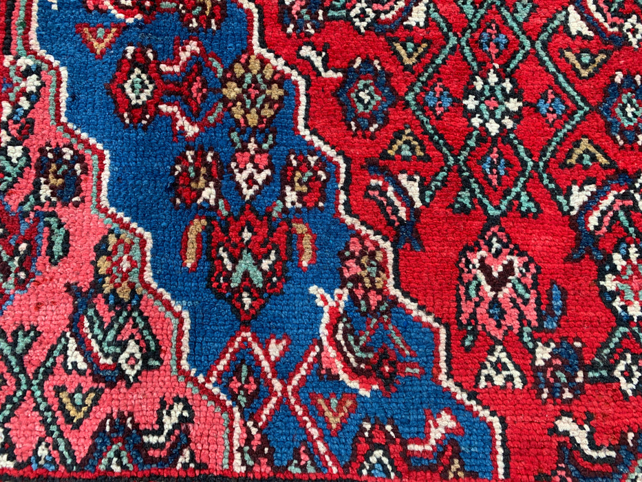 10'0 x 6'11 Hand-Knotted Persian Wool Rug in Red, Blue & Ivory Traditional Medallion Design | KBHM-1093