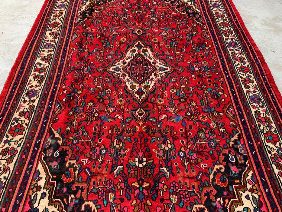 9'10 x 7'1 Hand-Knotted Persian Wool Rug in Red, Ivory & Navy Traditional Floral Medallion Design | KBHM-1094