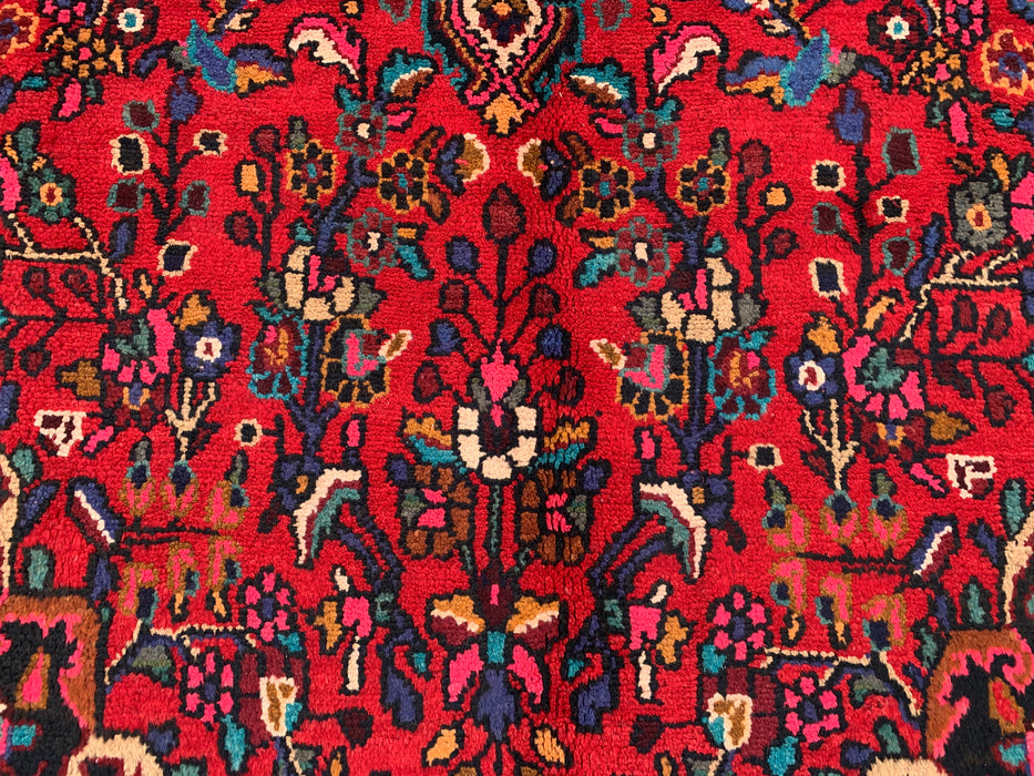 9'10 x 7'1 Hand-Knotted Persian Wool Rug in Red, Ivory & Navy Traditional Floral Medallion Design | KBHM-1094