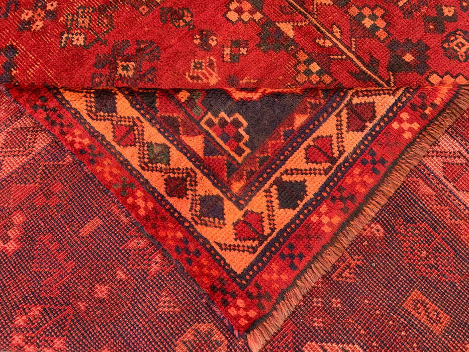 9'9 x 6'6 Hand-Knotted Persian Wool Rug in Red, Navy & Rust Tribal Medallion Design | KBHM-1095