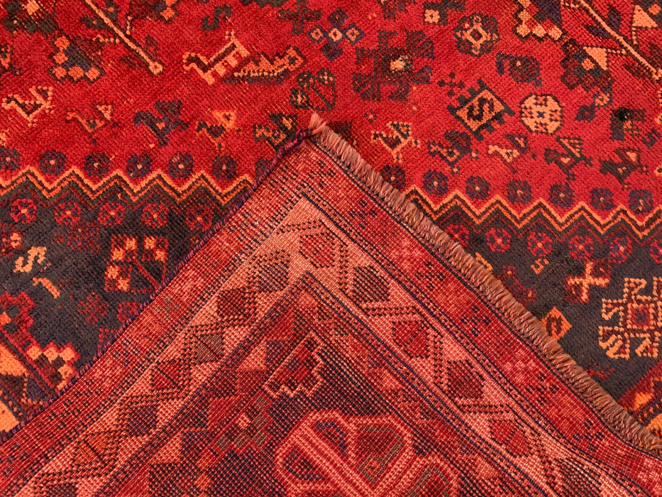 9'9 x 6'6 Hand-Knotted Persian Wool Rug in Red, Navy & Rust Tribal Medallion Design | KBHM-1095