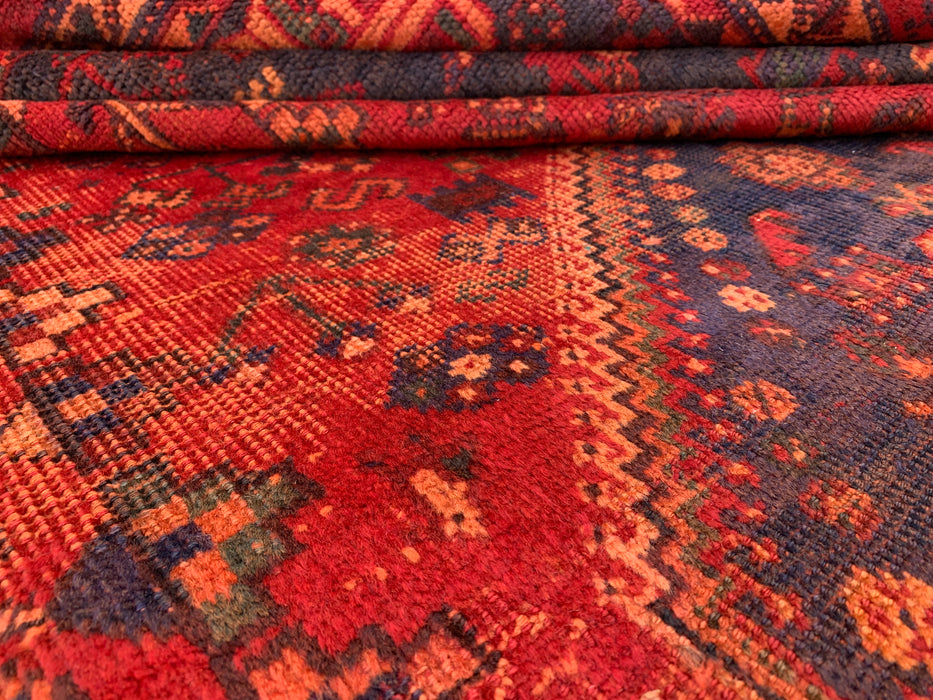 9'9 x 6'6 Hand-Knotted Persian Wool Rug in Red, Navy & Rust Tribal Medallion Design | KBHM-1095