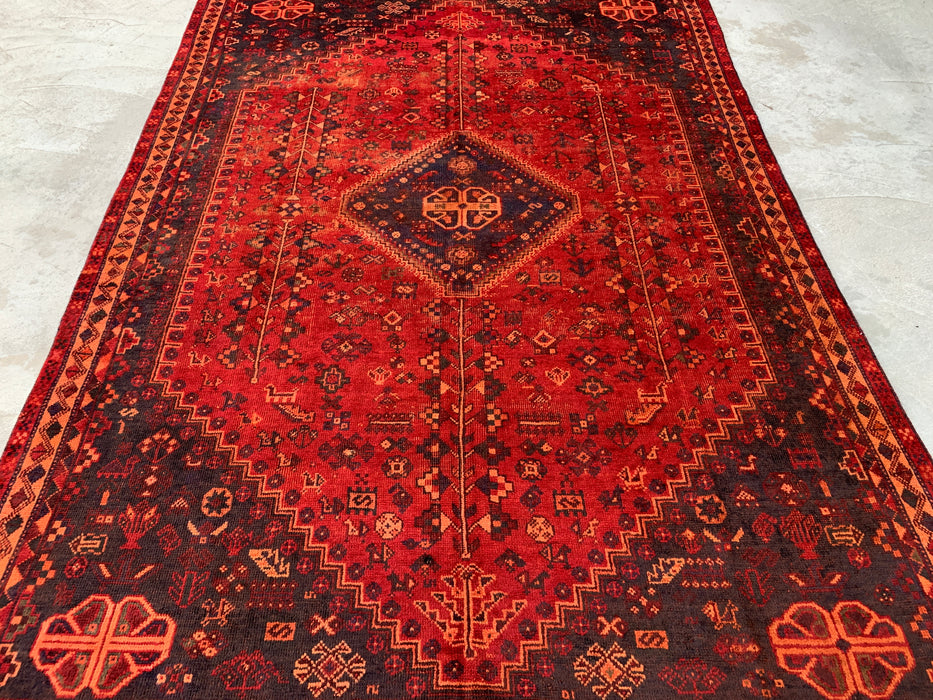 9'9 x 6'6 Hand-Knotted Persian Wool Rug in Red, Navy & Rust Tribal Medallion Design | KBHM-1095