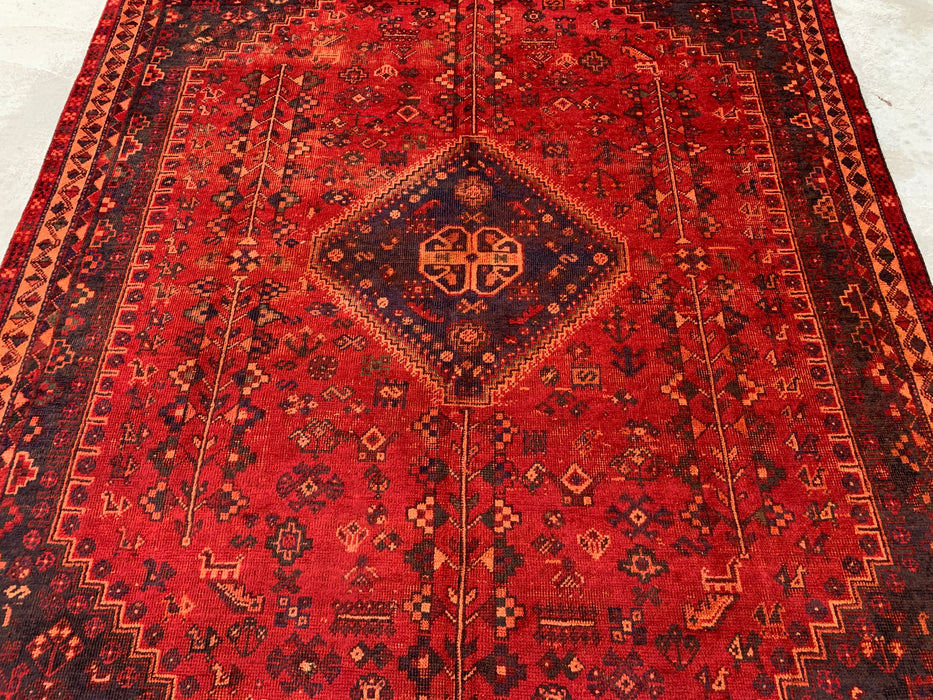 9'9 x 6'6 Hand-Knotted Persian Wool Rug in Red, Navy & Rust Tribal Medallion Design | KBHM-1095