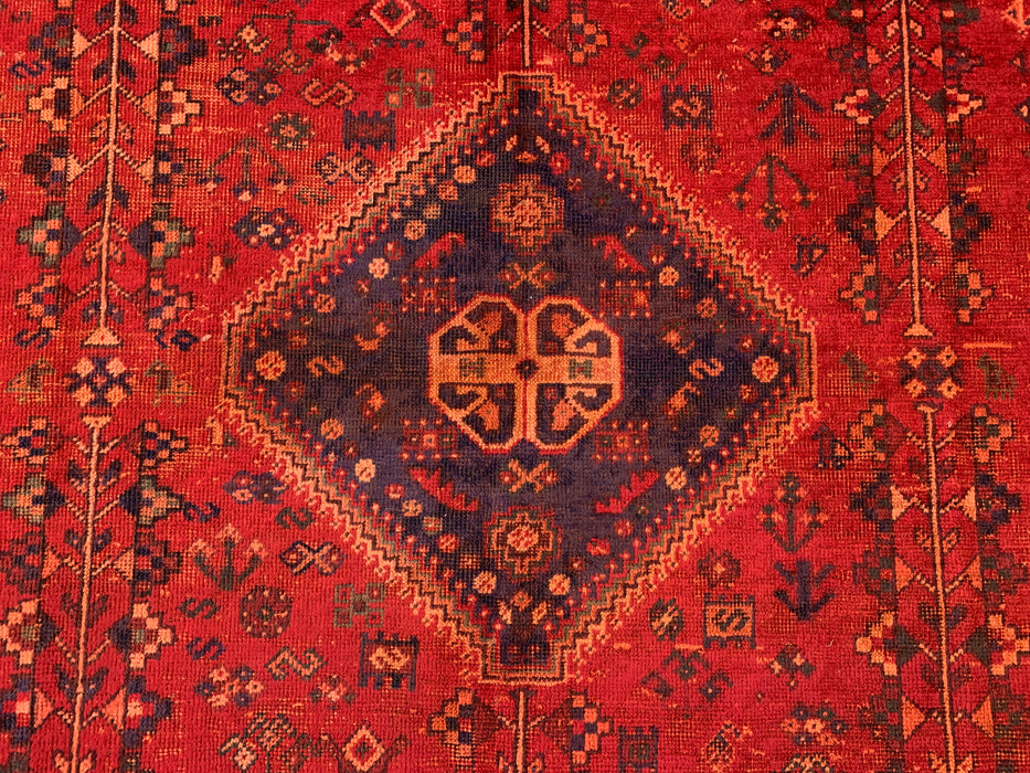 9'9 x 6'6 Hand-Knotted Persian Wool Rug in Red, Navy & Rust Tribal Medallion Design | KBHM-1095