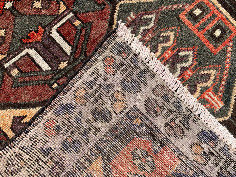 6'4 x 4'0 Hand-Knotted Persian Wool Rug in Ivory, Brown, Rust & Charcoal Tribal Geometric Design | KBHM-1097