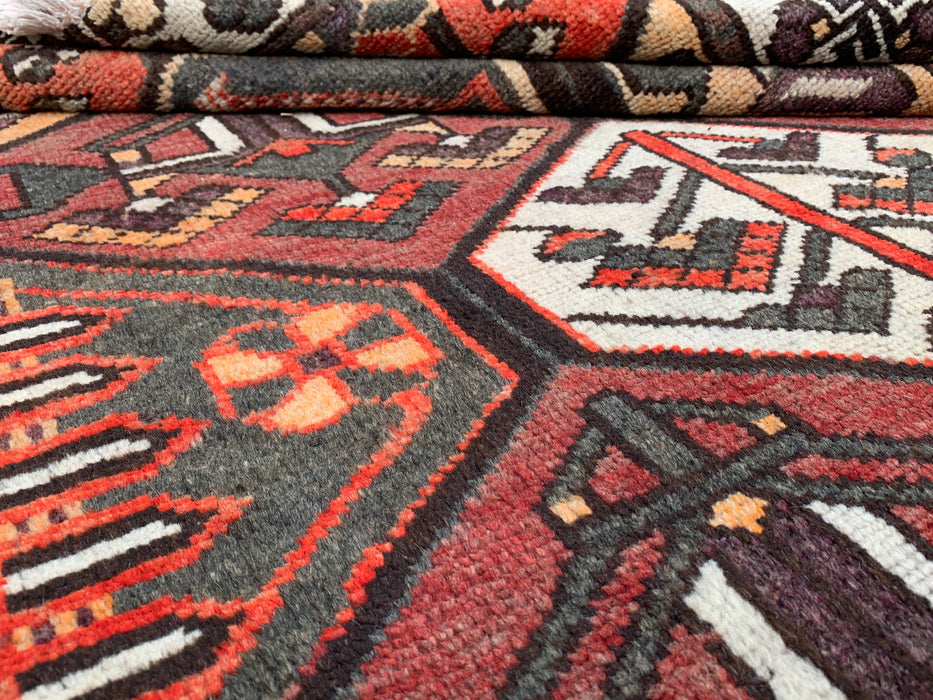 6'4 x 4'0 Hand-Knotted Persian Wool Rug in Ivory, Brown, Rust & Charcoal Tribal Geometric Design | KBHM-1097