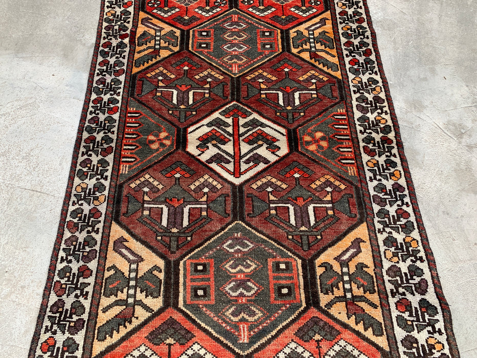 6'4 x 4'0 Hand-Knotted Persian Wool Rug in Ivory, Brown, Rust & Charcoal Tribal Geometric Design | KBHM-1097