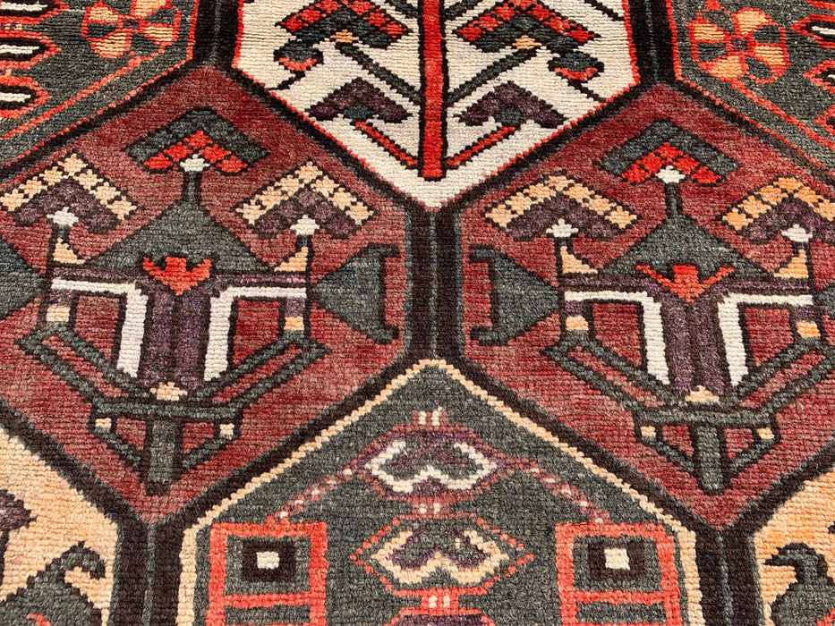 6'4 x 4'0 Hand-Knotted Persian Wool Rug in Ivory, Brown, Rust & Charcoal Tribal Geometric Design | KBHM-1097