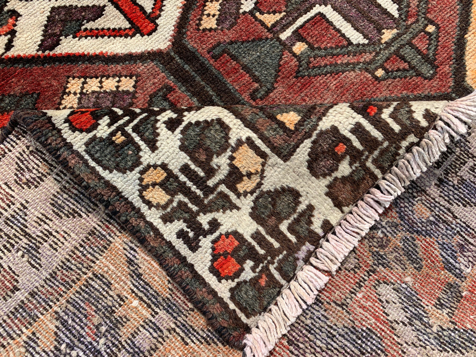 6'4 x 4'0 Hand-Knotted Persian Wool Rug in Ivory, Brown, Rust & Charcoal Tribal Geometric Design | KBHM-1097