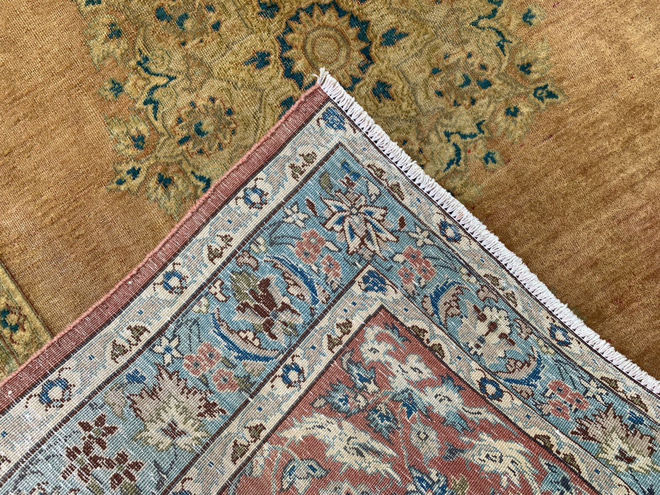 KBHM-1098 Hand-Knotted Persian Wool Rug – 5'0" x 3'9" – Beige, Light Blue & Soft Gold Traditional Medallion Rug
