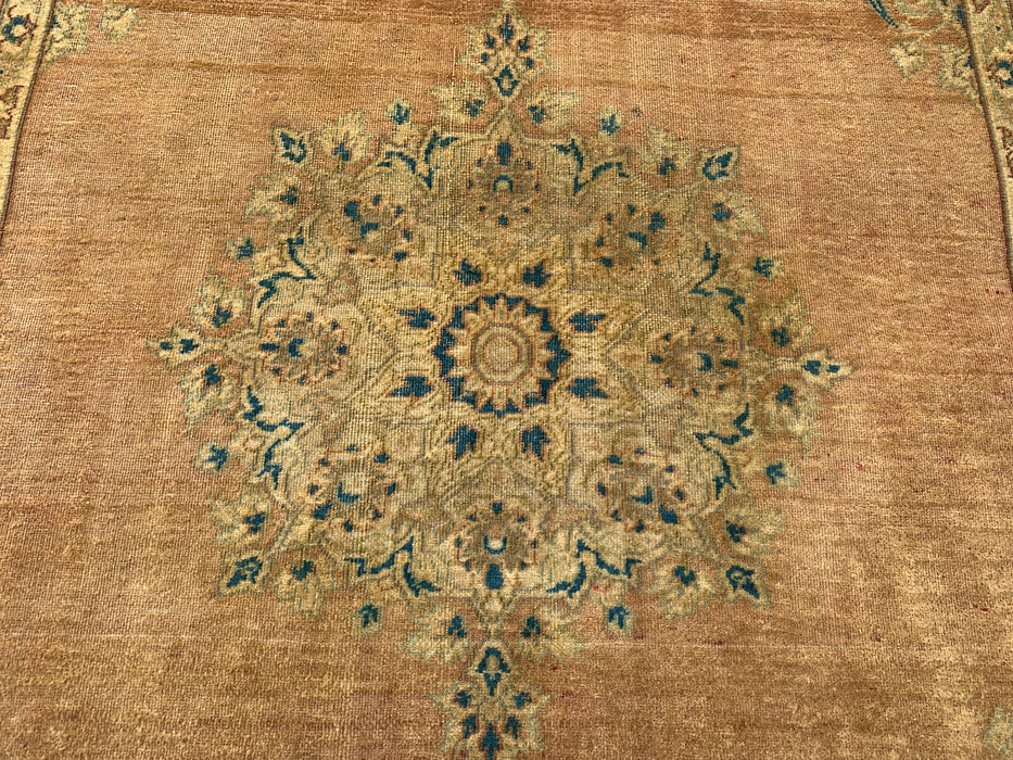 KBHM-1098 Hand-Knotted Persian Wool Rug – 5'0" x 3'9" – Beige, Light Blue & Soft Gold Traditional Medallion Rug