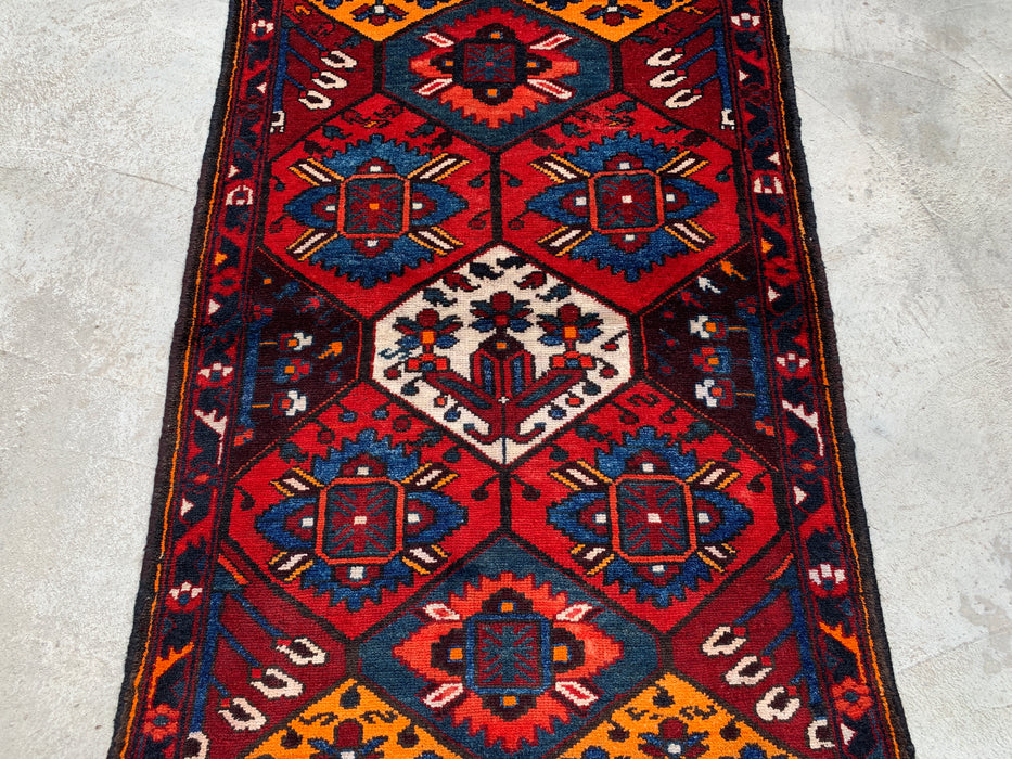 KBHM-1099 Hand-Knotted Persian Wool Rug – 5'1 x 3'5 Geometric Tribal Rug in Red, Blue & Ivory