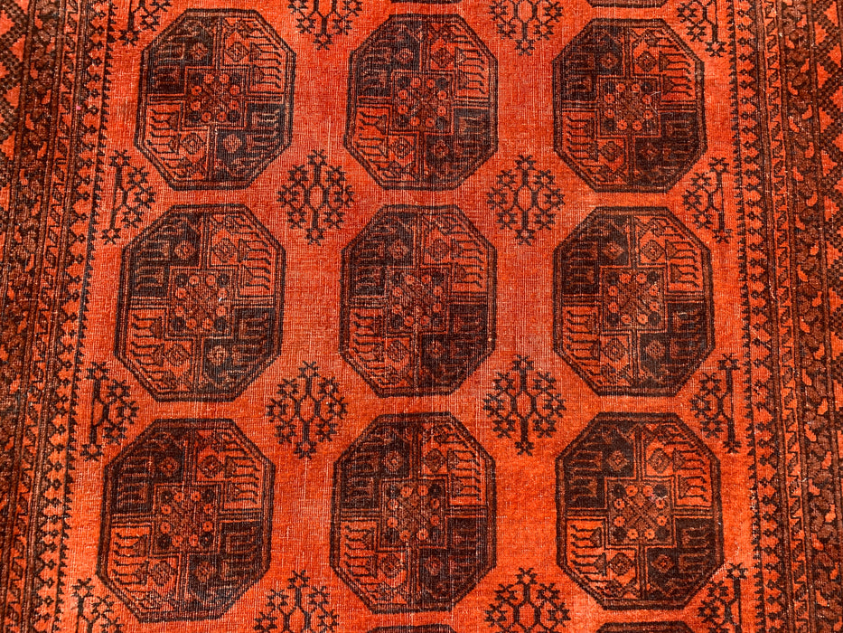 KBHM-1100 Hand-Knotted Persian Wool Rug – 8'4" x 5'5" Orange/Brown Geometric Tribal Rug