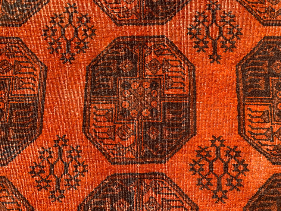 KBHM-1100 Hand-Knotted Persian Wool Rug – 8'4" x 5'5" Orange/Brown Geometric Tribal Rug